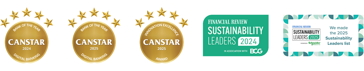 Canstar and Australian Financial Review Sustainability award logos